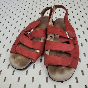 Propet Breeze Walker Sport Red Suede Leather Slingback Sandals